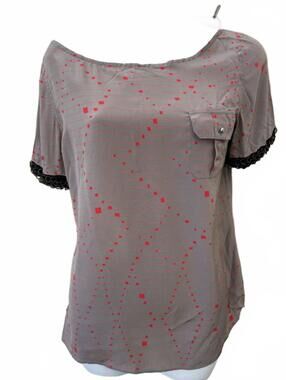 Vena Cava Silk Blouse Sheer Print Gray Size 2